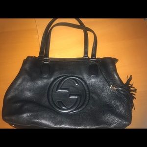 Soho Fringe Tassel Large 870069 Black Leather Tote